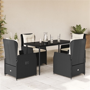 Afuera Living Contemporary 5 Piece Rattan Garden Dining Set in Black