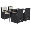 Afuera Living 5 Piece Poly Rattan Garden Dining Set in Black