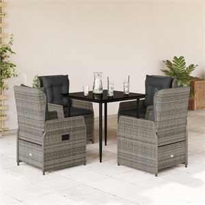 Afuera Living 5 Piece Poly Rattan Garden Dining Set in Black/Gray