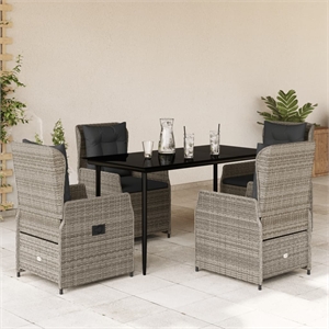 Afuera Living 5 Piece Poly Rattan Garden Dining Set in Black/Dark Gray