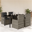 Afuera Living Contemporary 5 Piece Poly Rattan Garden Dining Set in Gray
