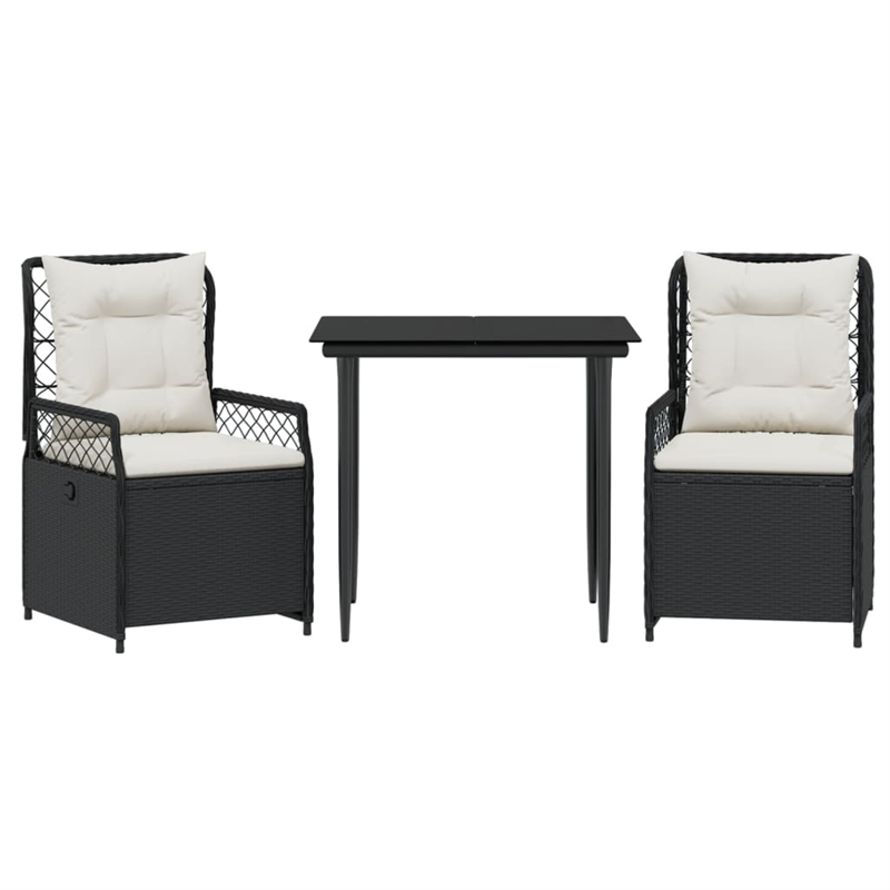 Afuera Living 3 Piece Poly Rattan Garden Dining Set in Black