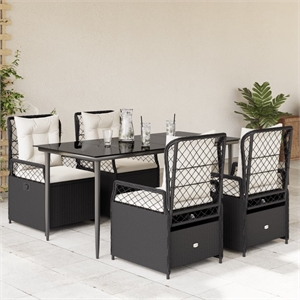 Afuera Living 5 Piece Rattan Garden Dining Set in Black/Cream White