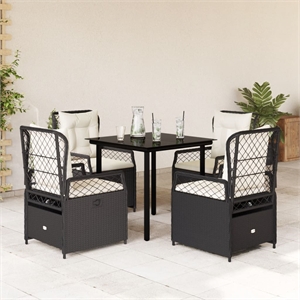 Afuera Living 5 Piece Poly Rattan Garden Dining Set in Black/Cream White