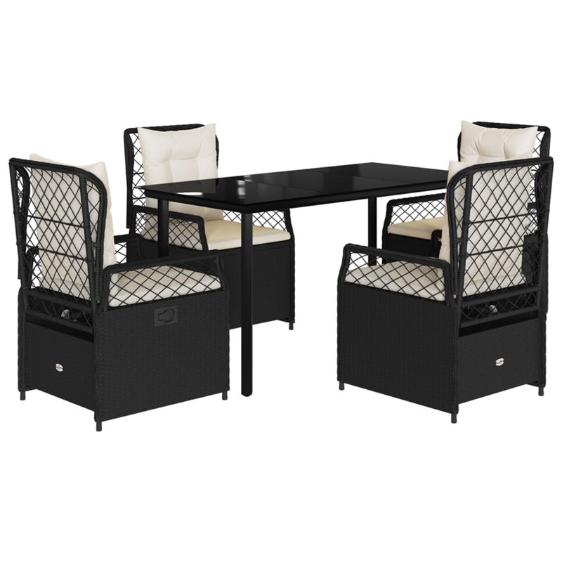 Afuera Living Poly Rattan Garden Dining Set in Black/Cream White