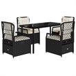 Afuera Living Poly Rattan Garden Dining Set in Black/Cream White