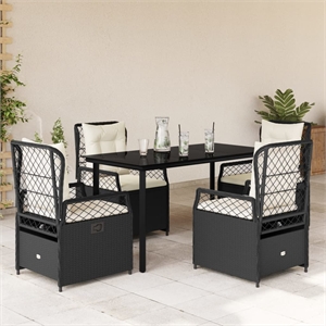 Afuera Living Poly Rattan Garden Dining Set in Black/Cream White