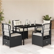 Afuera Living Poly Rattan Garden Dining Set in Black/Cream White