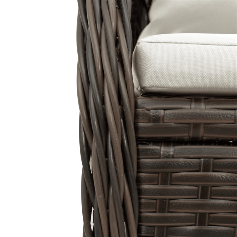 Afuera Living 3 Piece Poly Rattan Patio Dining Set in Black/Cream White