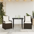Afuera Living 3 Piece Poly Rattan Patio Dining Set in Black/Cream White