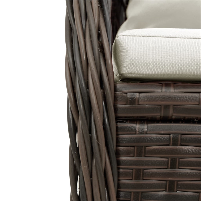 Afuera Living Contemporary 5 Piece Poly Rattan Patio Dining Set in Brown