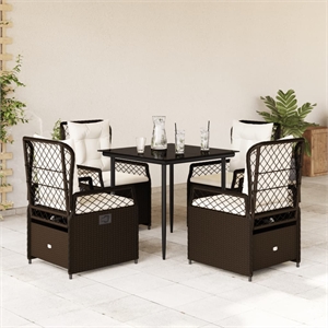 Afuera Living Contemporary 5 Piece Poly Rattan Patio Dining Set in Brown