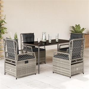 Afuera Living Contemporary 5 Piece Poly Rattan Garden Dining Set in Gray