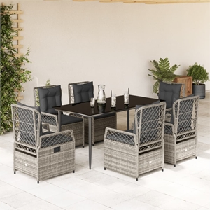 Afuera Living 7 Piece Steel Garden Dining Set in Black/Dark Gray