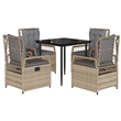 Afuera Living Contemporary 5 Piece Poly Rattan Patio Dining Set in Black