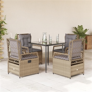 Afuera Living Contemporary 5 Piece Poly Rattan Patio Dining Set in Black