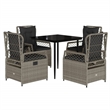 Afuera Living Contemporary 5 Piece Poly Rattan Patio Dining Set in Black