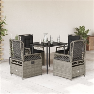 Afuera Living Contemporary 5 Piece Poly Rattan Patio Dining Set in Black