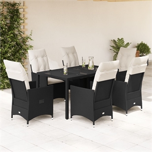 Afuera Living 7 Piece Poly Rattan Garden Dining Set in Black