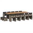 Afuera Living Contemporary 14 Piece Poly Rattan Patio Dining Set in Gray