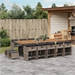 Afuera Living Contemporary 14 Piece Poly Rattan Patio Dining Set in Gray