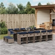 Afuera Living Contemporary 14 Piece Poly Rattan Patio Dining Set in Gray