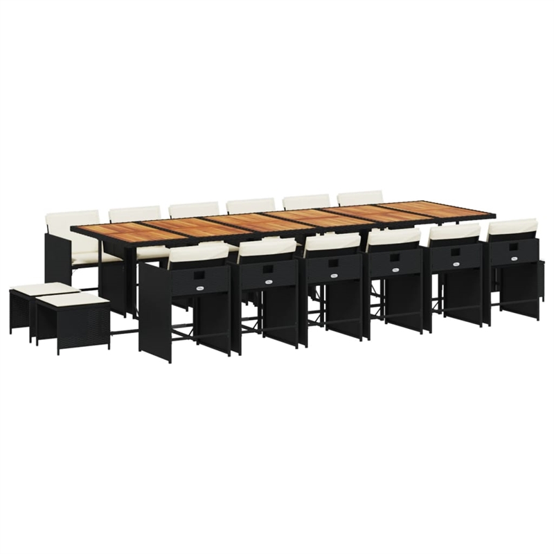 Afuera Living 17 Piece Poly Rattan Patio Dining Set in Black