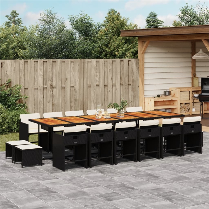 Afuera Living 17 Piece Poly Rattan Patio Dining Set in Black