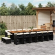 Afuera Living 17 Piece Poly Rattan Patio Dining Set in Black