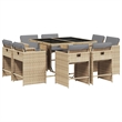 Afuera Living 9 Piece Poly Rattan Foldable Patio Dining Set in Beige