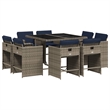 Afuera Living Contemporary 9 Piece Rattan Patio Dining Set in Gray