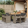 Afuera Living Contemporary 9 Piece Poly Rattan Patio Dining Set in Gray