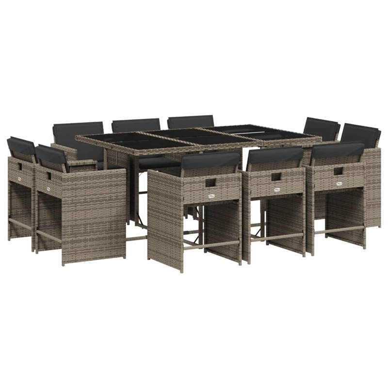 Afuera Living Contemporary 10 Piece Poly Rattan Patio Dining Set in Gray