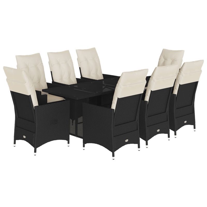 Afuera Living Poly Rattan Garden Dining Set in Black/Cream White
