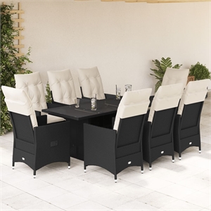 Afuera Living Poly Rattan Garden Dining Set in Black/Cream White