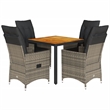 Afuera Living Contemporary 5 Piece Poly Rattan Garden Dining Set in Gray