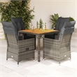 Afuera Living Contemporary 5 Piece Poly Rattan Garden Dining Set in Gray