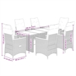 Afuera Living Contemporary 7 Piece Poly Rattan Garden Dining Set in Gray