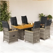 Afuera Living Contemporary 7 Piece Poly Rattan Garden Dining Set in Gray