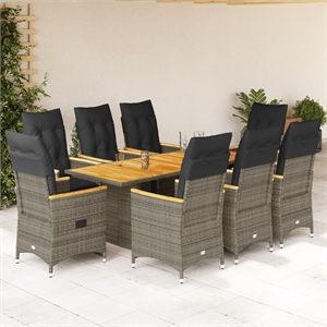 Afuera Living Contemporary 9 Piece Rattan Garden Dining Set in Gray