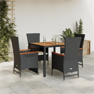 Afuera Living Contemporary 4 Piece Rattan Garden Dining Set in Black