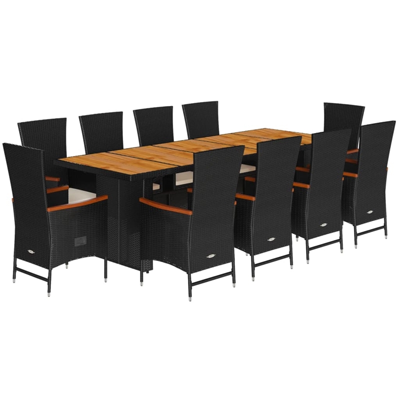 Afuera Living Contemporary Rattan Garden Dining Set in Black/Cream White