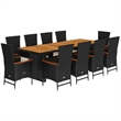 Afuera Living Contemporary Rattan Garden Dining Set in Black/Cream White