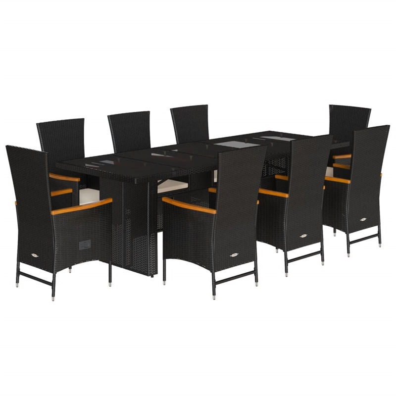 Afuera Living 9 Piece Poly Rattan Garden Dining Set in Black