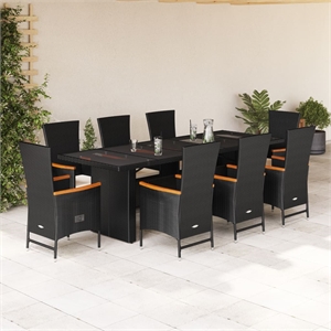 Afuera Living 9 Piece Poly Rattan Garden Dining Set in Black