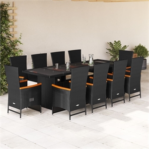 Afuera Living Rattan Garden Dining Set with Cushions in Black