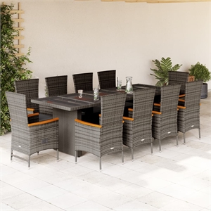 Afuera Living 11 Piece Rattan Garden Dining Set in Black/Dark Gray