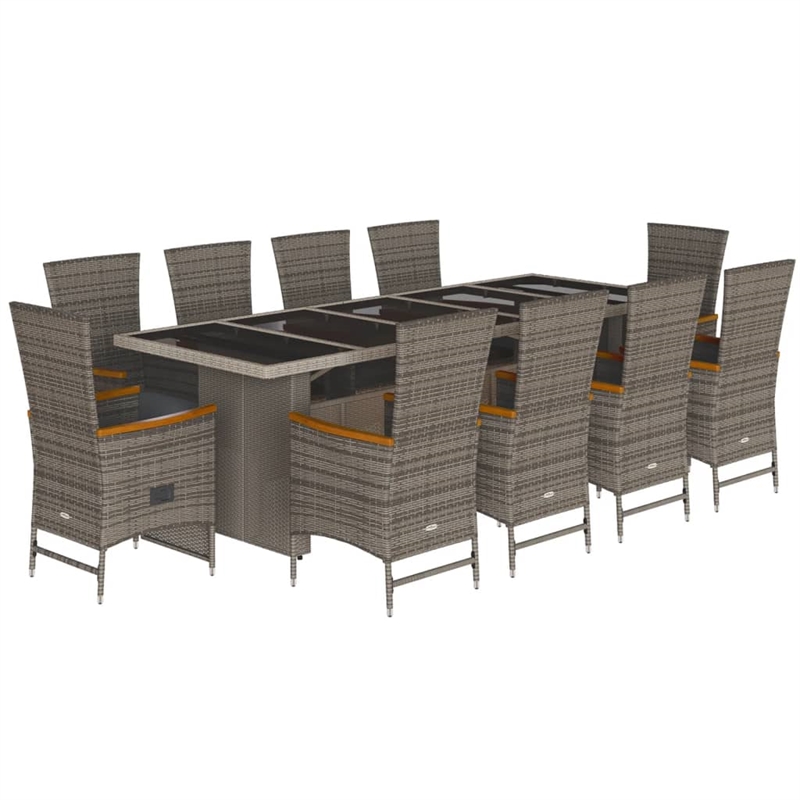 Afuera Living 11 Piece Poly Rattan Garden Dining Set in Gray