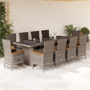 Afuera Living 11 Piece Poly Rattan Garden Dining Set in Gray