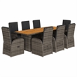 Afuera Living Contemporary 9 Piece Poly Rattan Garden Dining Set in Gray